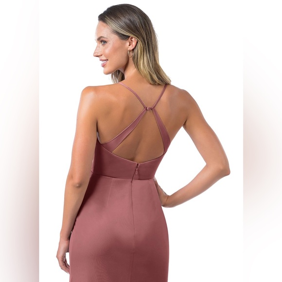 AZAZIE KALEA Mermaid Pleated Mesh Floor-Length Dress Desert Rose - Picture 5 of 5